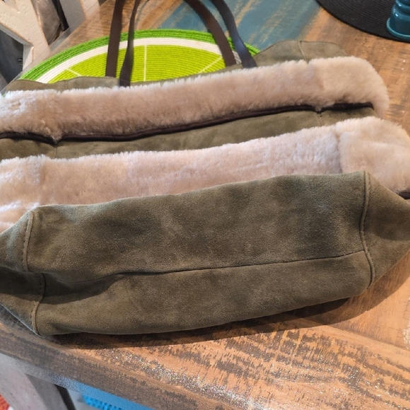 Anthropologie Olive and Tan Fur Tote - Picture 5 of 9
